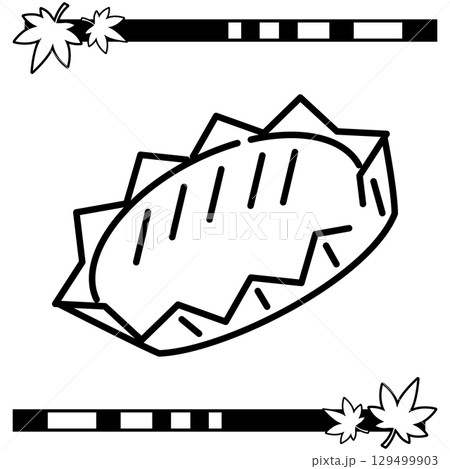 包みに入ったスイートポテトのシンプルな線画イラスト 包みに入ったスイートポテトのシンプルな線画イラスト 129499903