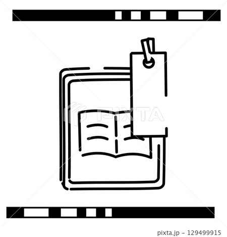 本としおりが表示されたタブレットのイラストアイコン 本としおりが表示されたタブレットのイラストアイコン 129499915