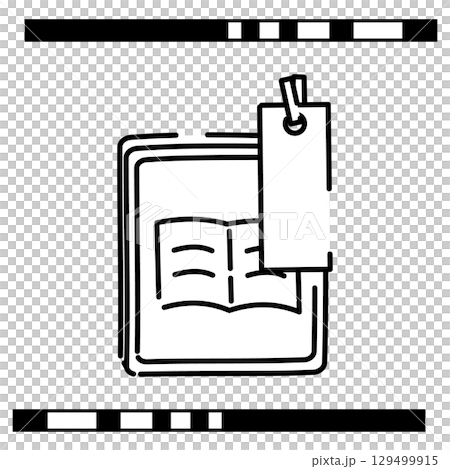 本としおりが表示されたタブレットのイラストアイコン 本としおりが表示されたタブレットのイラストアイコン 129499915