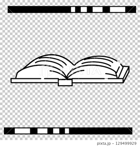 平放在桌上的一本打開的書的線條圖標 129499929