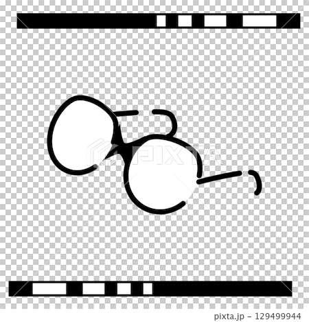 丸メガネのシルエットイラスト（モノクロ） 129499944
