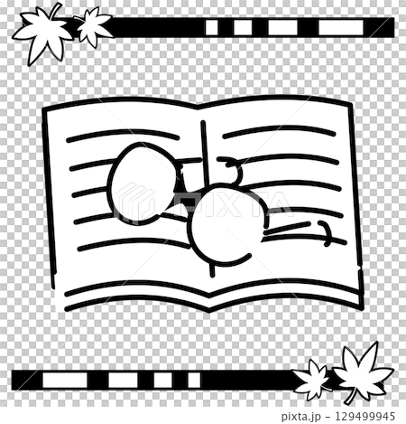 Line drawing icon of glasses resting on an open book Line drawing icon of glasses resting on an open book 129499945