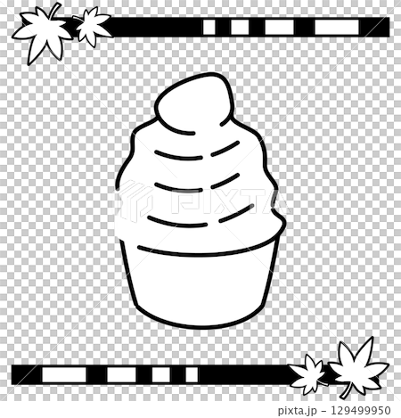 カップに入ったモンブランのシンプルな線画イラスト 129499950
