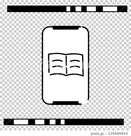 Reading a book on a smartphone line icon 129499954