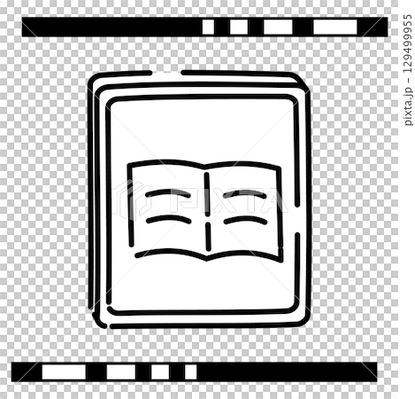 Illustration icon of a tablet displaying a book 129499955