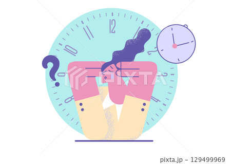 Stress, burnout and bad time management concept 129499969