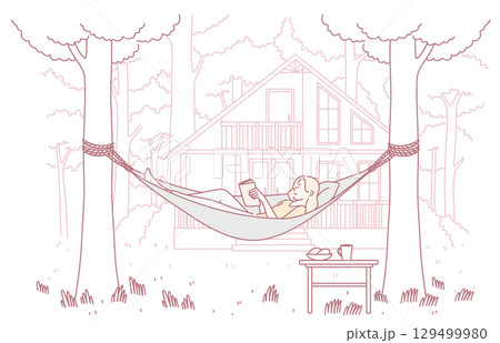Imagine relaxing in a cozy hammock, surrounded by beautiful nature all around you 129499980