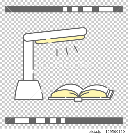 A simple icon of a desk lamp illuminating an open book A simple icon of a desk lamp illuminating an open book 129500120