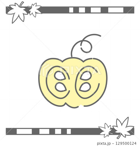 カットされた黄色いかぼちゃのイラスト 129500124