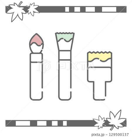 3種類の筆のワンポイントカラーアイコン 129500137