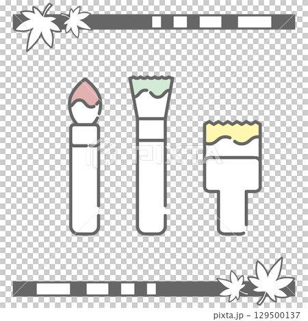 3種類の筆のワンポイントカラーアイコン 129500137