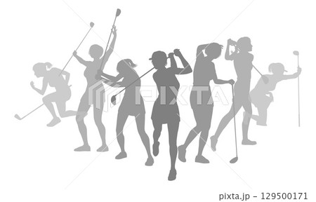 Golfers Golfing Silhouette Golf People Silhouettes 129500171