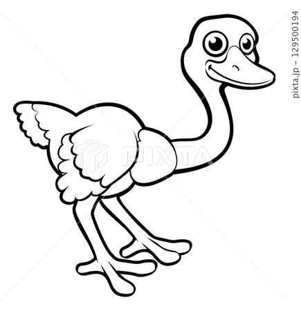 Ostrich Bird Cartoon Character Illustration Ostrich Bird Cartoon Character Illustration 129500194