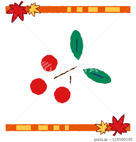 葉付き南天の実のイラスト 129500195