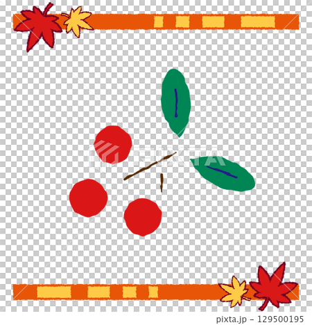 葉付き南天の実のイラスト 129500195