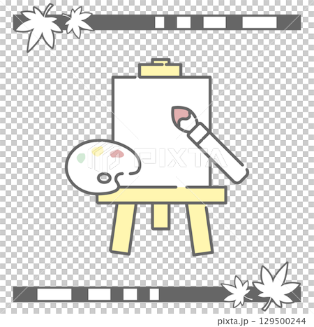 帶有調色板和畫筆的畫布畫架插圖 帶有調色板和畫筆的畫布畫架插圖 129500244