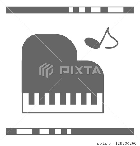 音符付きグランドピアノのアイコンイラスト 129500260