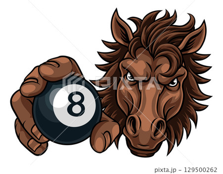Horse Mustang Stallion Pool Billiards Sport Mascot 129500262