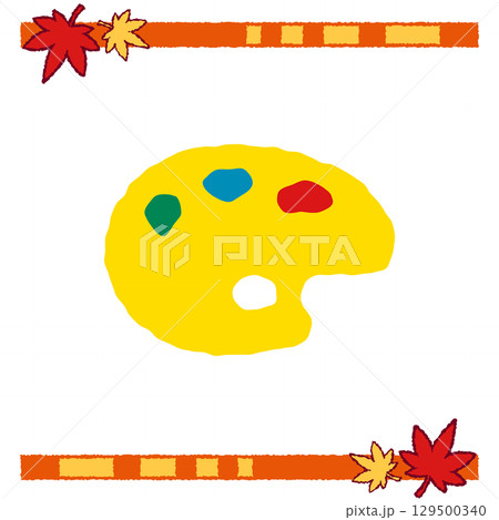 黄色い絵の具パレットのイラスト 129500340