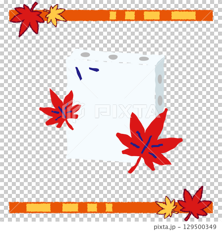 赤い紅葉の葉が飾られた絵画用キャンバスのイラスト 129500349