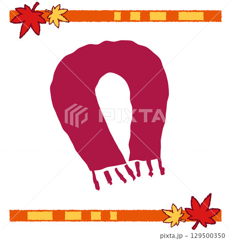 房付き赤い冬用マフラーのイラスト 129500350