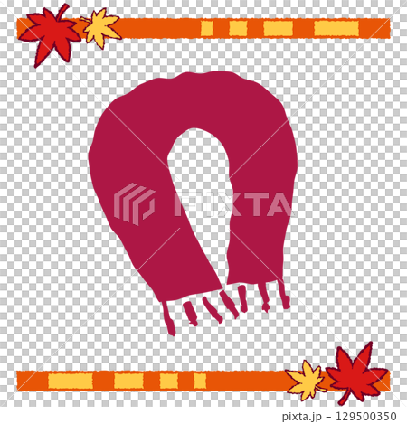 房付き赤い冬用マフラーのイラスト 129500350