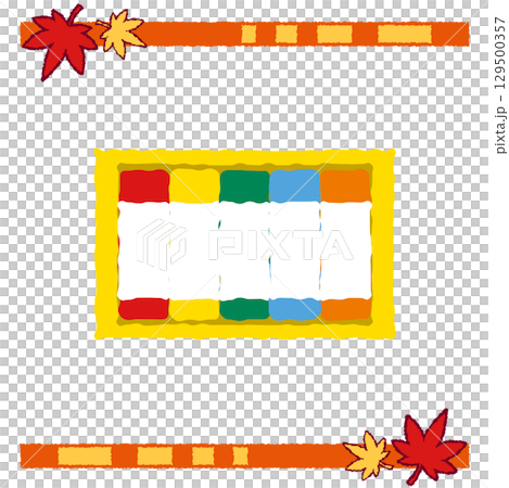 黄色いケースに入ったカラフルなパステル（クレヨン）セットのイラスト 129500357