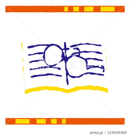 開いた本とメガネのイラスト 開いた本とメガネのイラスト 129500360