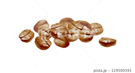 Coffee beans pile symbolizing early hours perfumed with coffee and toast in watercolor clipart.Minimalist graphic for packaging, cafe branding or coffee product labels with clean contemporary style Coffee beans pile symbolizing early hours perfumed with coffee and toast in watercolor clipart.Minimalist graphic for packaging, cafe branding or coffee product labels with clean contemporary style 129500391