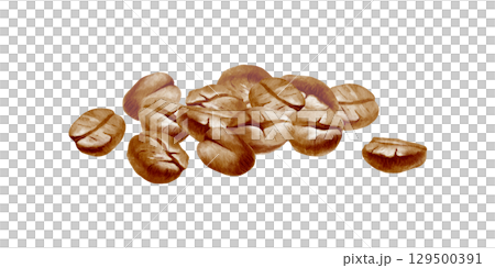 Coffee beans pile symbolizing early hours perfumed with coffee and toast in watercolor clipart.Minimalist graphic for packaging, cafe branding or coffee product labels with clean contemporary style Coffee beans pile symbolizing early hours perfumed with coffee and toast in watercolor clipart.Minimalist graphic for packaging, cafe branding or coffee product labels with clean contemporary style 129500391