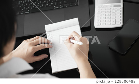 Business concept. A confident gesture by a female leader with leadership and innovative attitude. Business concept. A confident gesture by a female leader with leadership and innovative attitude. 129500488