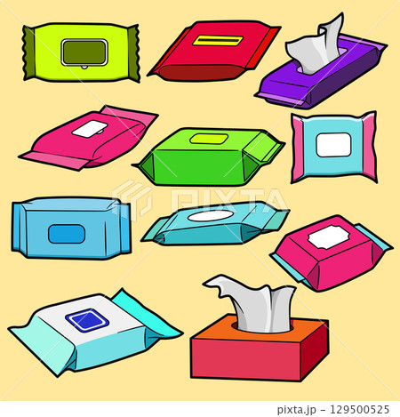 tissue paper set flat style with outline hygiene illustration 129500525
