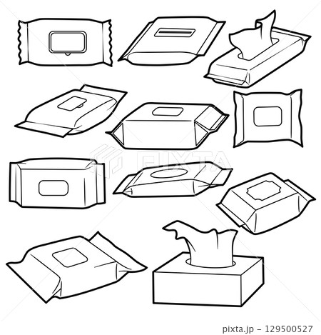 tissue paper set line icons hygiene illustration 129500527