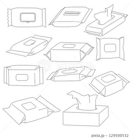 tracing tissue paper set line icons hygiene illustration tracing tissue paper set line icons hygiene illustration 129500532