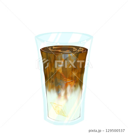 氷の入った冷たいカフェラテ 129500537