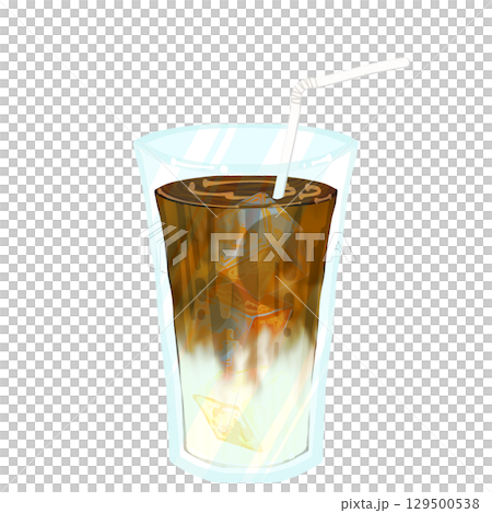 ストローと氷の入ったカフェラテ 129500538