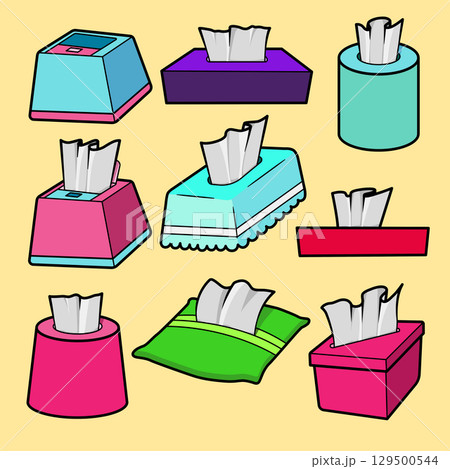 napkin set flat style with outline hygiene illustration 129500544