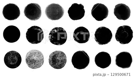 手書きの丸 背景・塗り テクスチャ, 水彩, ペンキ, パステル_ブラック 129500671