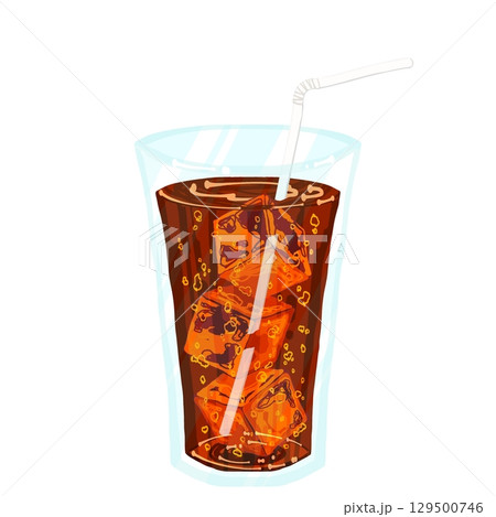 ストローと氷の入ったコーラ 129500746