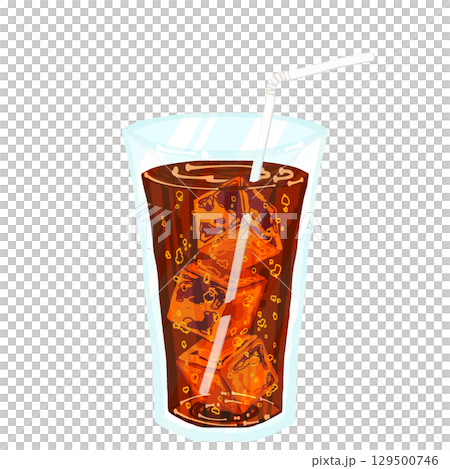 ストローと氷の入ったコーラ 129500746