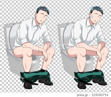 トイレする男性セット 129500754