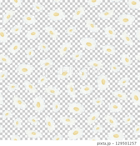 Simple naive floral seamless pattern with white chamomiles. Tiny small daisies repeat background in childish flat style. Hand drawn cute flowers kids for textiles, spring fabric or nursery wallpaper 129501257