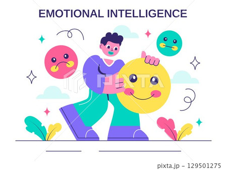Emotional Intelligence Vector Illustration featuring Controlling Feelings and Emotions with Logical Thinking, Empathy, Social Skills and Mental Health Emotional Intelligence Vector Illustration featuring Controlling Feelings and Emotions with Logical Thinking, Empathy, Social Skills and Mental Health 129501275