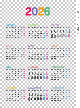 2026 embroidered calendar with Monday start and no Japanese holidays 129501307