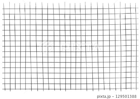 Graph crayon hand drawn textured square grid for note, geometric line texture. Crayon or pencil stripes, dots for bullet journal pages. 129501388