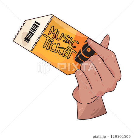 illustration of hand holding music ticket illustration of hand holding music ticket 129501509
