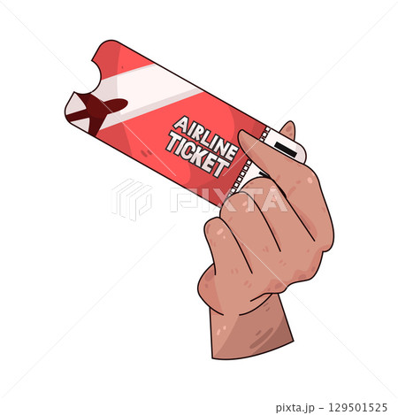 illustration of hand holding airplane ticket 129501525