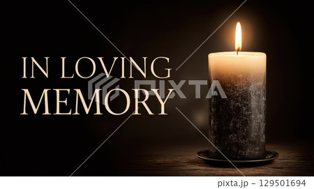 condolence card with burning candle in loving memory 129501694