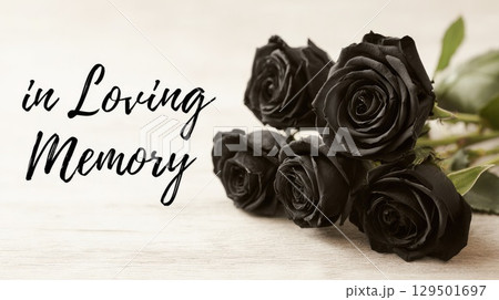 condolence card with roses in loving memory illustration 129501697