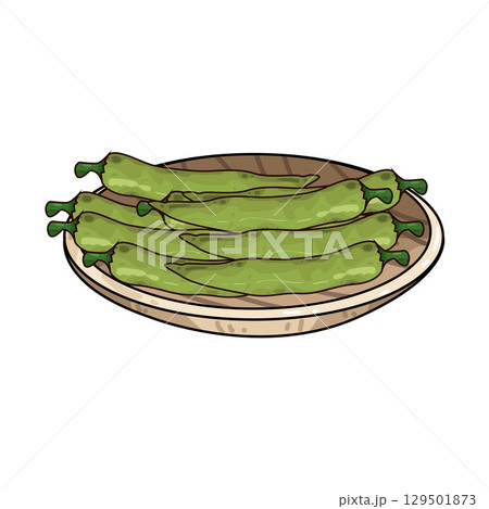 illustration of chili in wooden plate illustration of chili in wooden plate 129501873
